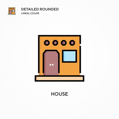 Ev vektör simgesi. Modern vektör illüstrasyon kavramları. Düzenlemesi ve kişiselleştirmesi kolay.
