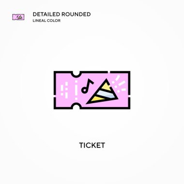 Bilet vektör simgesi. Modern vektör illüstrasyon kavramları. Düzenlemesi ve kişiselleştirmesi kolay.