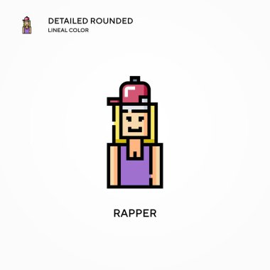 Rapçi vektör ikonu. Modern vektör illüstrasyon kavramları. Düzenlemesi ve kişiselleştirmesi kolay.