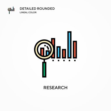 Araştırma vektör simgesi. Modern vektör illüstrasyon kavramları. Düzenlemesi ve kişiselleştirmesi kolay.