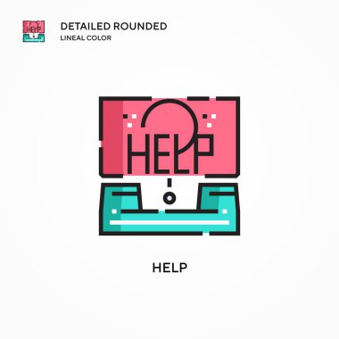 Vektör simgesine yardım et. Modern vektör illüstrasyon kavramları. Düzenlemesi ve kişiselleştirmesi kolay.