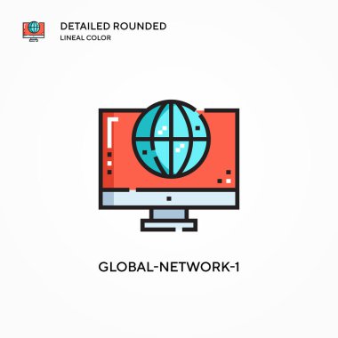 Genel ağ-1 vektör simgesi. Modern vektör illüstrasyon kavramları. Düzenlemesi ve kişiselleştirmesi kolay.