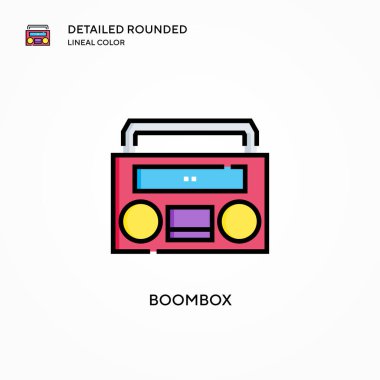 Boombox vektör simgesi. Modern vektör illüstrasyon kavramları. Düzenlemesi ve kişiselleştirmesi kolay.