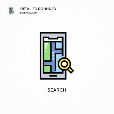 Arama vektör simgesi. Modern vektör illüstrasyon kavramları. Düzenlemesi ve kişiselleştirmesi kolay.