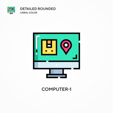 Bilgisayar-1 vektör simgesi. Modern vektör illüstrasyon kavramları. Düzenlemesi ve kişiselleştirmesi kolay.