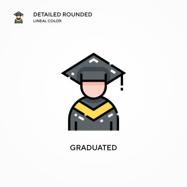 Mezuniyet vektör simgesi. Modern vektör illüstrasyon kavramları. Düzenlemesi ve kişiselleştirmesi kolay.