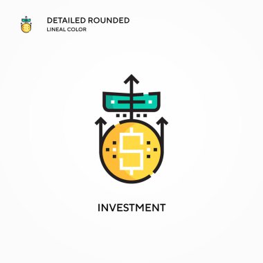 Yatırım vektör simgesi. Modern vektör illüstrasyon kavramları. Düzenlemesi ve kişiselleştirmesi kolay.