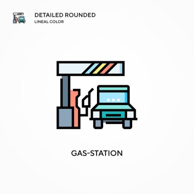 Benzin istasyonu vektör simgesi. Modern vektör illüstrasyon kavramları. Düzenlemesi ve kişiselleştirmesi kolay.