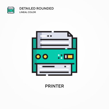 Yazıcı vektör simgesi. Modern vektör illüstrasyon kavramları. Düzenlemesi ve kişiselleştirmesi kolay.