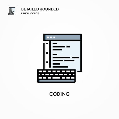 Kodlama vektör simgesi. Modern vektör illüstrasyon kavramları. Düzenlemesi ve kişiselleştirmesi kolay.