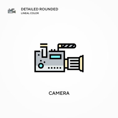 Kamera vektör simgesi. Modern vektör illüstrasyon kavramları. Düzenlemesi ve kişiselleştirmesi kolay.