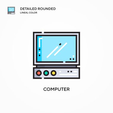 Bilgisayar vektör simgesi. Modern vektör illüstrasyon kavramları. Düzenlemesi ve kişiselleştirmesi kolay.