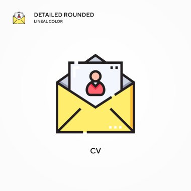 CV vektör simgesi. Modern vektör illüstrasyon kavramları. Düzenlemesi ve kişiselleştirmesi kolay.