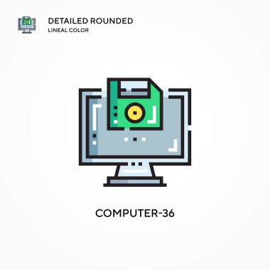 Bilgisayar-36 vektör simgesi. Modern vektör illüstrasyon kavramları. Düzenlemesi ve kişiselleştirmesi kolay.