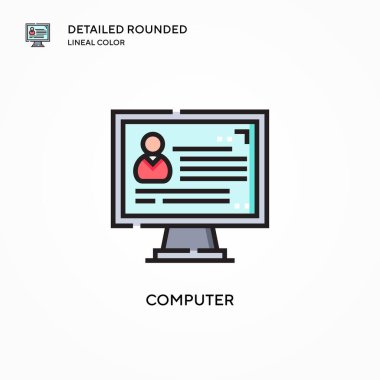 Bilgisayar vektör simgesi. Modern vektör illüstrasyon kavramları. Düzenlemesi ve kişiselleştirmesi kolay.