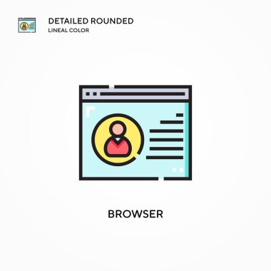 Tarayıcı vektör simgesi. Modern vektör illüstrasyon kavramları. Düzenlemesi ve kişiselleştirmesi kolay.