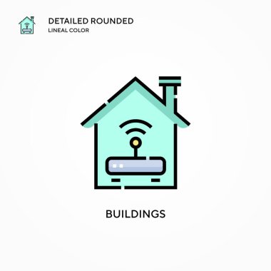 Bina vektör simgesi. Modern vektör illüstrasyon kavramları. Düzenlemesi ve kişiselleştirmesi kolay.