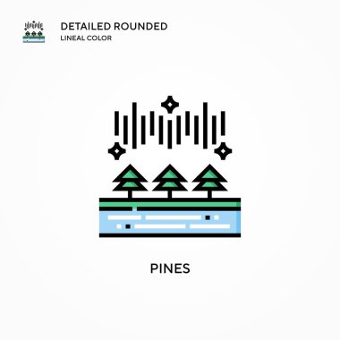 Pines vektör ikonu. Modern vektör illüstrasyon kavramları. Düzenlemesi ve kişiselleştirmesi kolay.
