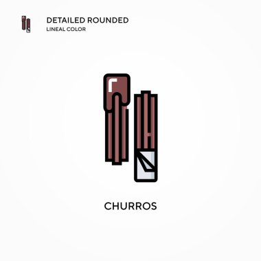 Churros vektör ikonu. Modern vektör illüstrasyon kavramları. Düzenlemesi ve kişiselleştirmesi kolay.