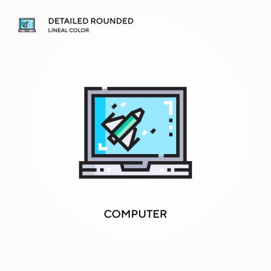 Bilgisayar vektör simgesi. Modern vektör illüstrasyon kavramları. Düzenlemesi ve kişiselleştirmesi kolay.