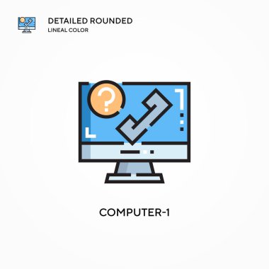 Bilgisayar-1 vektör simgesi. Modern vektör illüstrasyon kavramları. Düzenlemesi ve kişiselleştirmesi kolay.