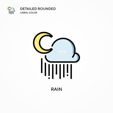 Yağmur vektör simgesi. Modern vektör illüstrasyon kavramları. Düzenlemesi ve kişiselleştirmesi kolay.