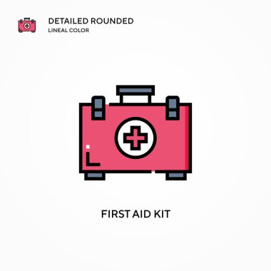 İlk yardım çantası vektör simgesi. Modern vektör illüstrasyon kavramları. Düzenlemesi ve kişiselleştirmesi kolay.