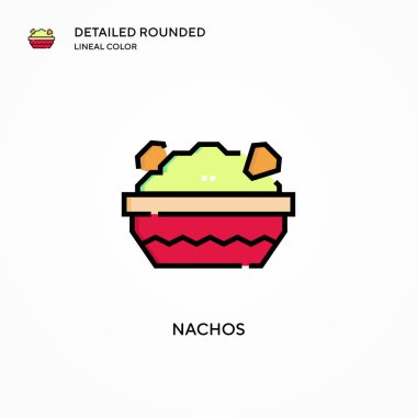 Nachos vektör simgesi. Modern vektör illüstrasyon kavramları. Düzenlemesi ve kişiselleştirmesi kolay.