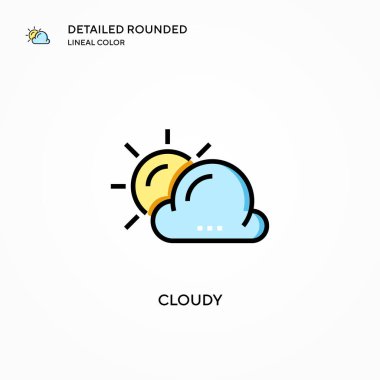 Bulutlu vektör simgesi. Modern vektör illüstrasyon kavramları. Düzenlemesi ve kişiselleştirmesi kolay.