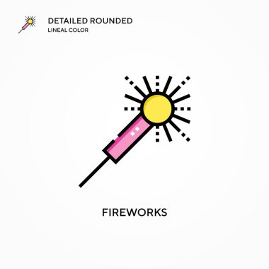 Havai fişek vektör simgesi. Modern vektör illüstrasyon kavramları. Düzenlemesi ve kişiselleştirmesi kolay.