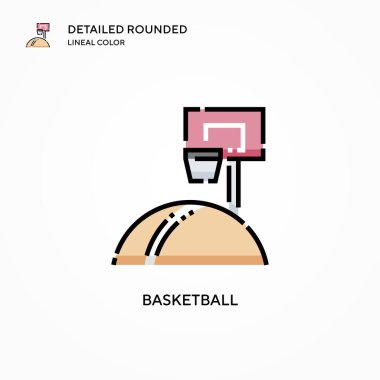 Basketbol vektör ikonu. Modern vektör illüstrasyon kavramları. Düzenlemesi ve kişiselleştirmesi kolay.