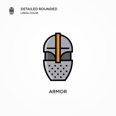 Zırh vektör simgesi. Modern vektör illüstrasyon kavramları. Düzenlemesi ve kişiselleştirmesi kolay.
