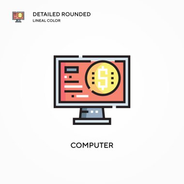 Bilgisayar vektör simgesi. Modern vektör illüstrasyon kavramları. Düzenlemesi ve kişiselleştirmesi kolay.