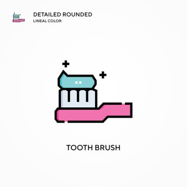 Diş fırçası vektör simgesi. Modern vektör illüstrasyon kavramları. Düzenlemesi ve kişiselleştirmesi kolay.