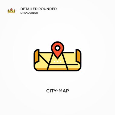 Şehir haritası vektör simgesi. Modern vektör illüstrasyon kavramları. Düzenlemesi ve kişiselleştirmesi kolay.