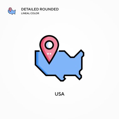 Usa vektör simgesi. Modern vektör illüstrasyon kavramları. Düzenlemesi ve kişiselleştirmesi kolay.