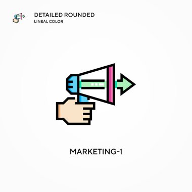 Pazarlama-1 vektör simgesi. Modern vektör illüstrasyon kavramları. Düzenlemesi ve kişiselleştirmesi kolay.
