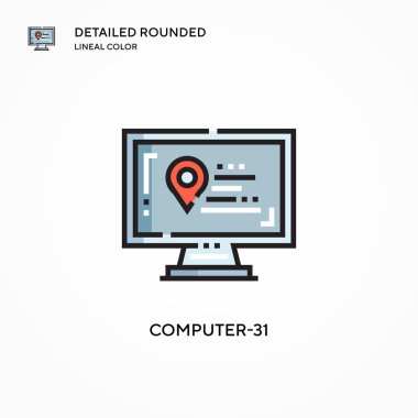 Bilgisayar-31 vektör simgesi. Modern vektör illüstrasyon kavramları. Düzenlemesi ve kişiselleştirmesi kolay.
