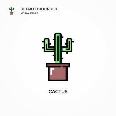 Kaktüs vektör simgesi. Modern vektör illüstrasyon kavramları. Düzenlemesi ve kişiselleştirmesi kolay.