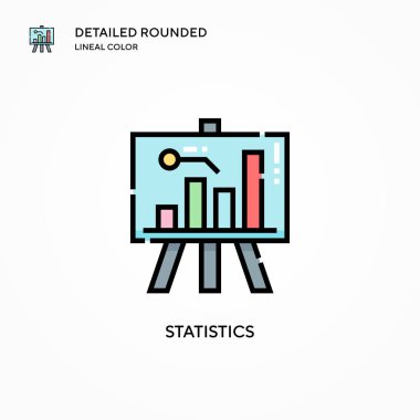 İstatistik vektör simgesi. Modern vektör illüstrasyon kavramları. Düzenlemesi ve kişiselleştirmesi kolay.