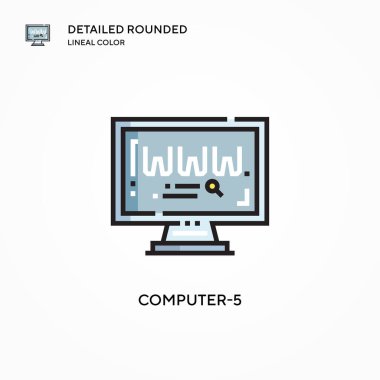 Bilgisayar-5 vektör simgesi. Modern vektör illüstrasyon kavramları. Düzenlemesi ve kişiselleştirmesi kolay.