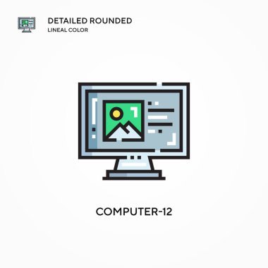 Bilgisayar-12 vektör simgesi. Modern vektör illüstrasyon kavramları. Düzenlemesi ve kişiselleştirmesi kolay.
