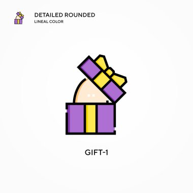 Hediye-1 vektör simgesi. Modern vektör illüstrasyon kavramları. Düzenlemesi ve kişiselleştirmesi kolay.