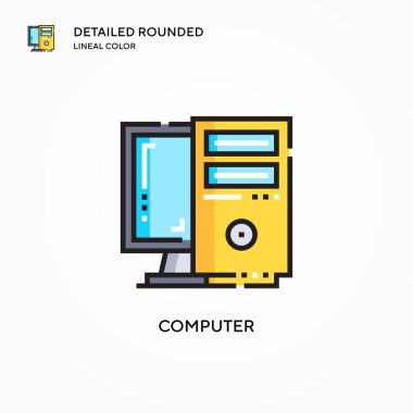 Bilgisayar vektör simgesi. Modern vektör illüstrasyon kavramları. Düzenlemesi ve kişiselleştirmesi kolay.