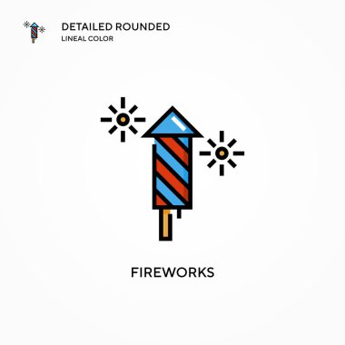 Havai fişek vektör simgesi. Modern vektör illüstrasyon kavramları. Düzenlemesi ve kişiselleştirmesi kolay.