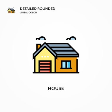 Ev vektör simgesi. Modern vektör illüstrasyon kavramları. Düzenlemesi ve kişiselleştirmesi kolay.