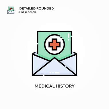 Tıbbi geçmiş vektör ikonu. Modern vektör illüstrasyon kavramları. Düzenlemesi ve kişiselleştirmesi kolay.