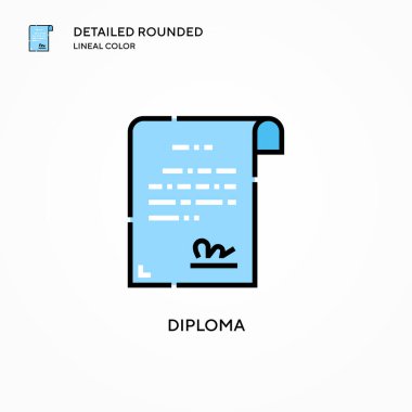 Diploma vektör simgesi. Modern vektör illüstrasyon kavramları. Düzenlemesi ve kişiselleştirmesi kolay.