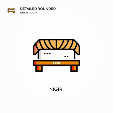 Nigiri vektör simgesi. Modern vektör illüstrasyon kavramları. Düzenlemesi ve kişiselleştirmesi kolay.