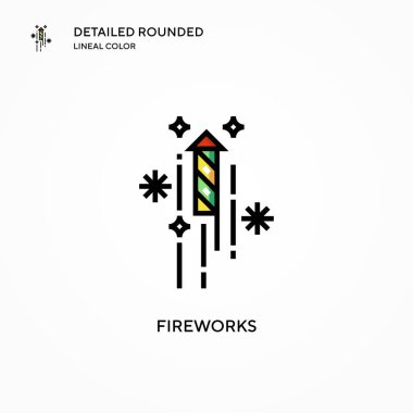 Havai fişek vektör simgesi. Modern vektör illüstrasyon kavramları. Düzenlemesi ve kişiselleştirmesi kolay.